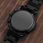 Father's Day Gift | Engraved Design Black Cronograph Watch