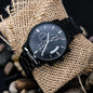 Father's Day Gift | Engraved Design Black Cronograph Watch