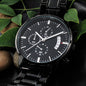Father's Day Gift | Engraved Design Black Cronograph Watch