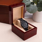 Father's Day Gift | Engraved Design Black Cronograph Watch