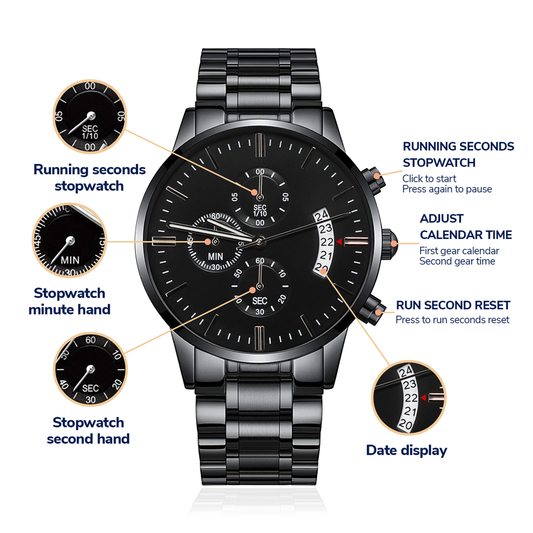 Black Chronograph Watch | Customizable Engraved Gift