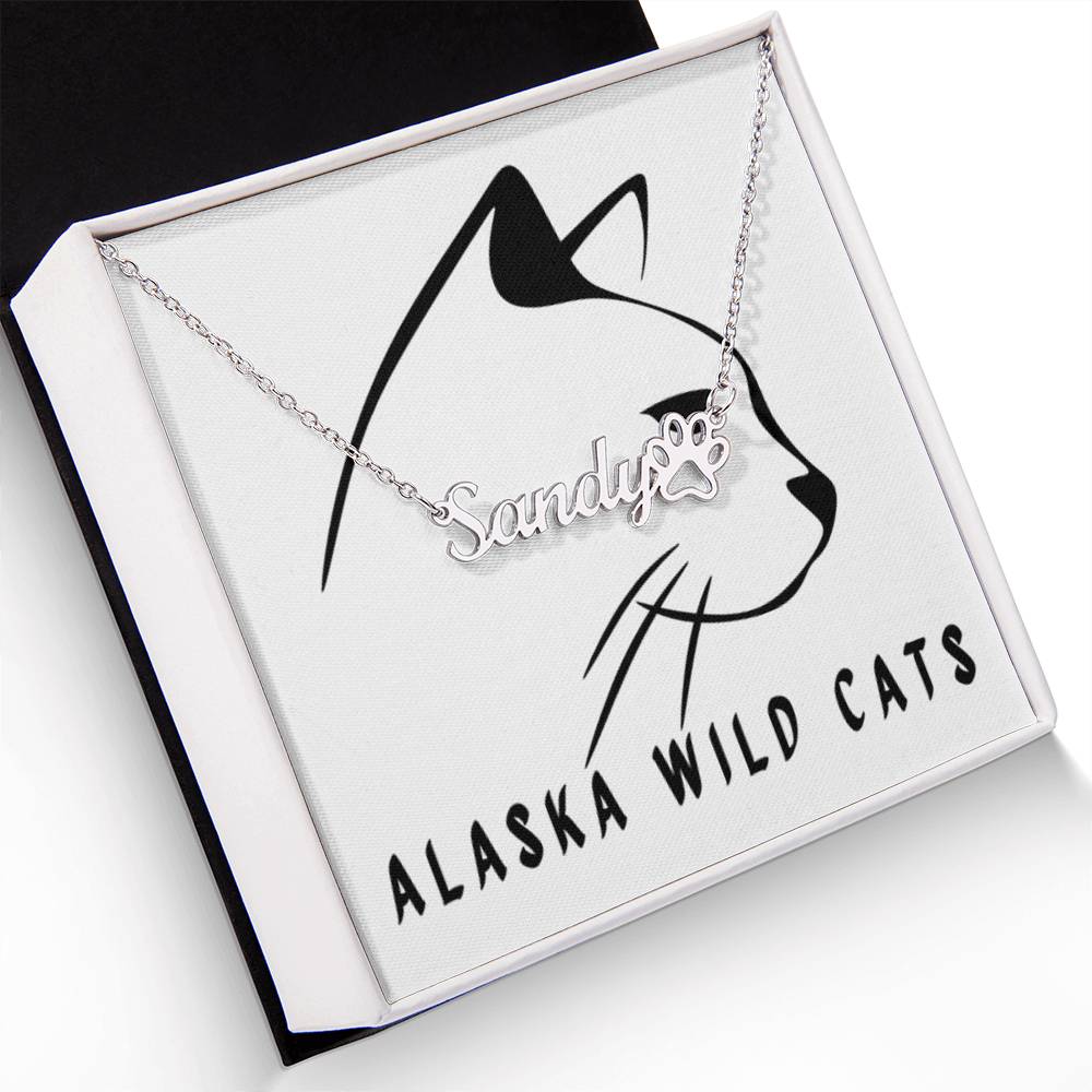 Customizable - Paw Print Name Necklace