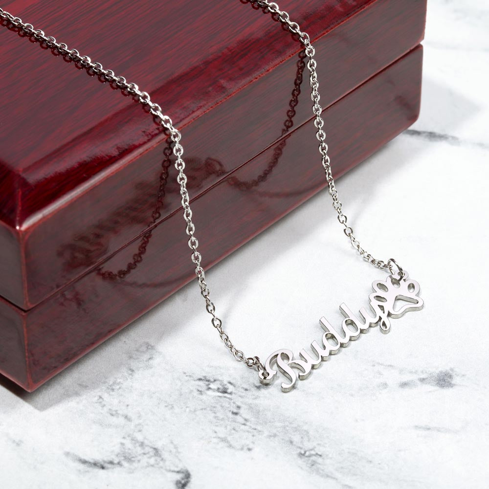 Customizable - Paw Print Name Necklace